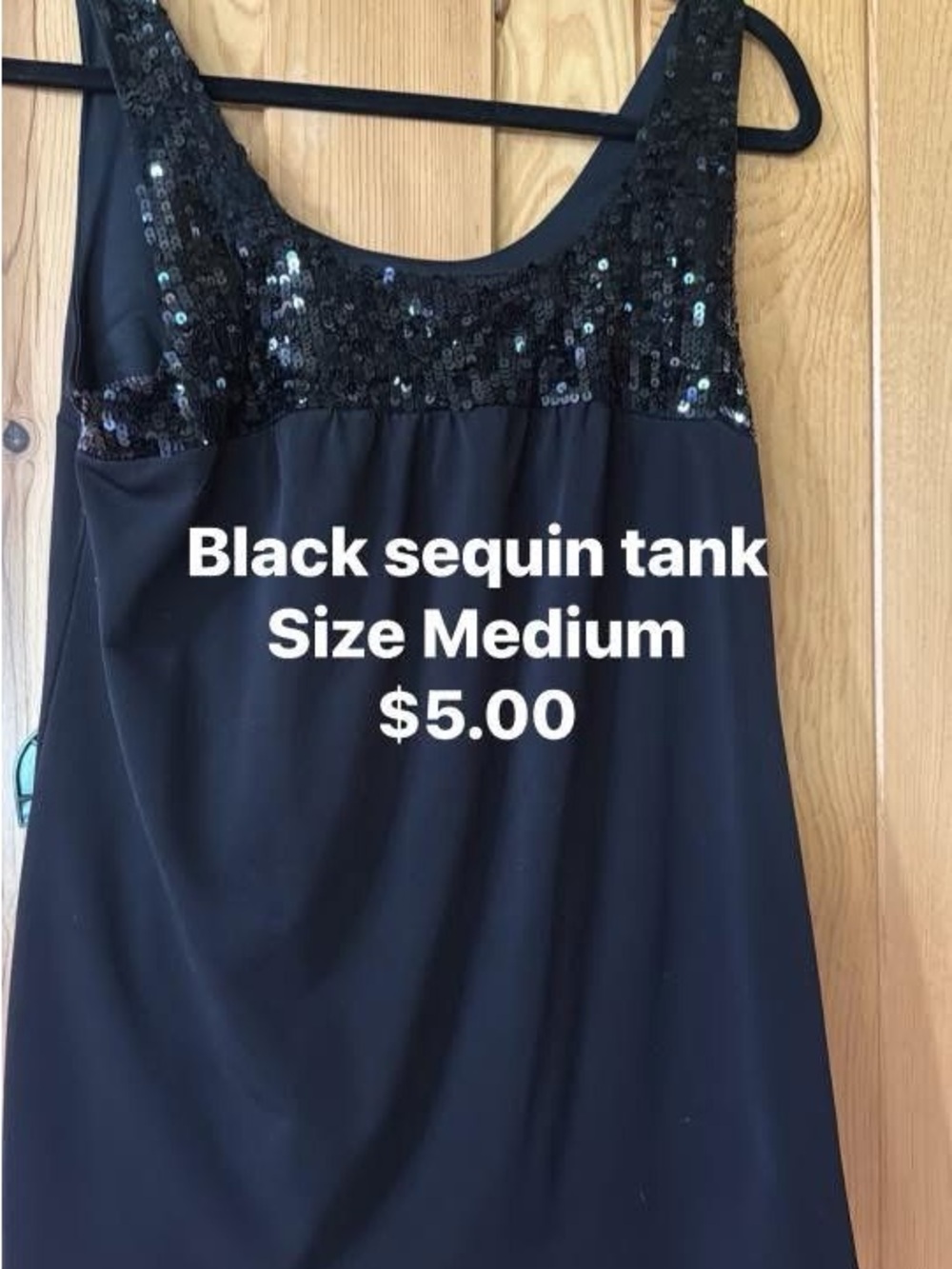 Black Sequin Tank Top - Women's